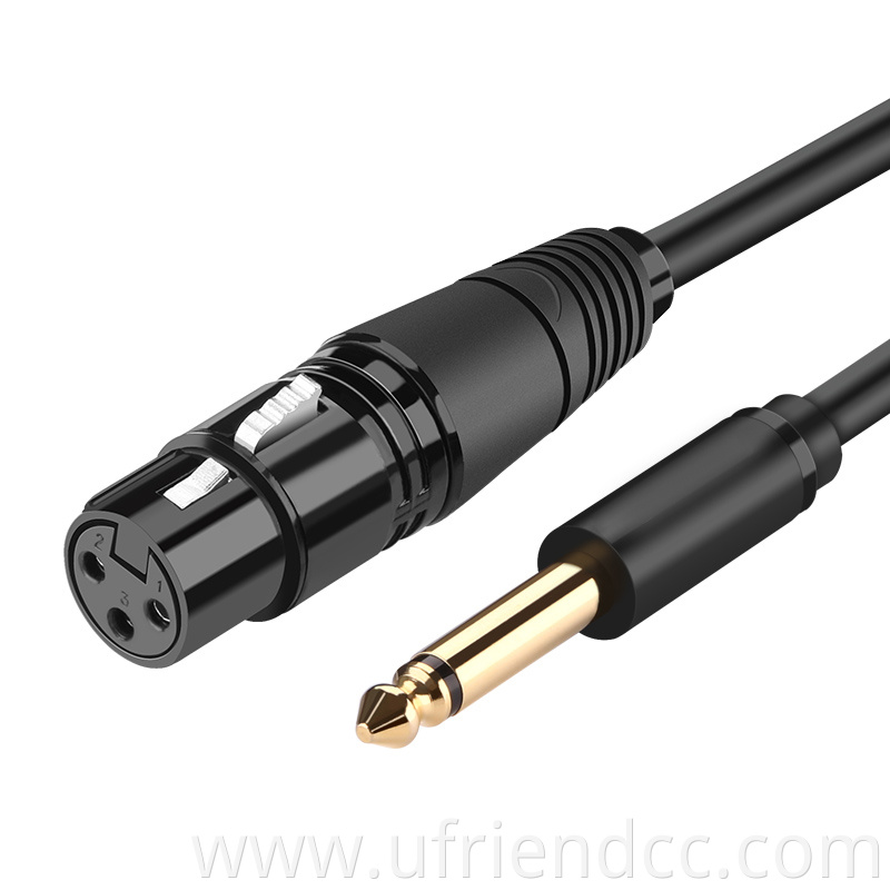 Gold Plated 6.35mm TRS Audio Jack to XLR DMX Cable